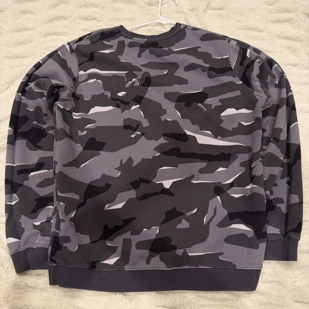 Nike Men’s Black Gray Camo Crewneck Sweatshirt - Men's Large